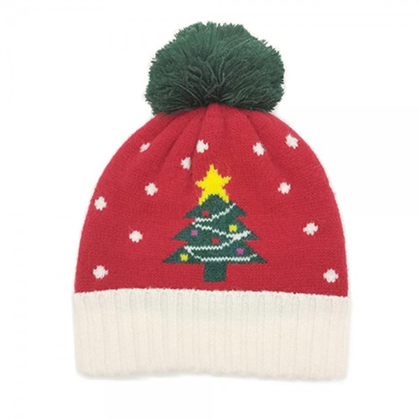 Wholesale knit Christmas Tree Beanie Pom One Fits Most Acrylic