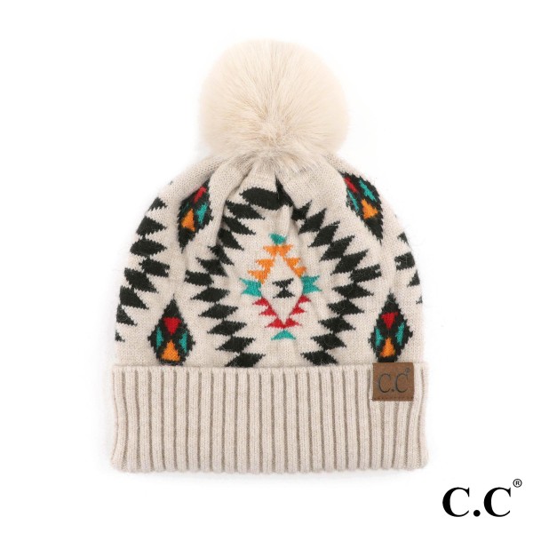 C.C HAT-3001
Aztec Pattern Hat With Soft Faux Fur Pom

- 47% Rayon / 31% PBT / 22% Nylon
- One Size Fits Most