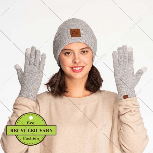 C.C G-9021 Heather Knit Plain Smart Touch Gloves - One Size Fits Most - Touchscreen Compatible - 97% Recycled Polyester / 3% Spandex view 5