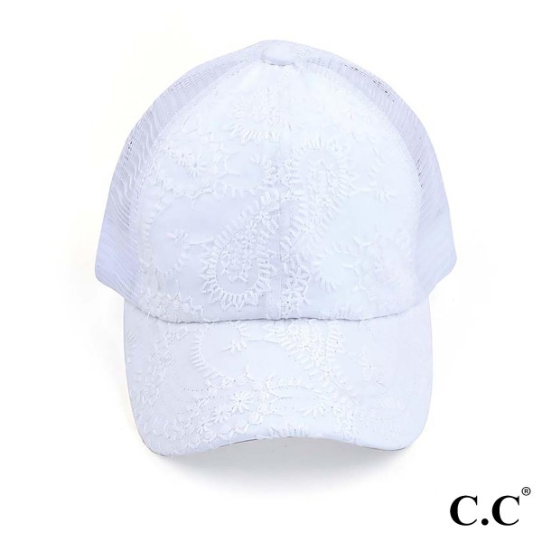 Wholesale c C Pony Cap BT Eyelet Paisley Criss Cross Pony Cap Mesh Back One fits