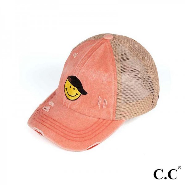 Wholesale bT Smile Embroidered Criss Cross Pony Cap One Fits Most Elastic Criss