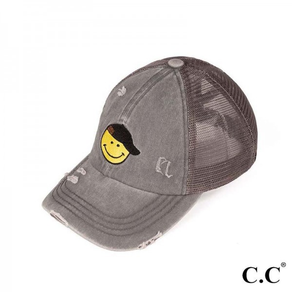 Wholesale bT Smile Embroidered Criss Cross Pony Cap One Fits Most Elastic Criss