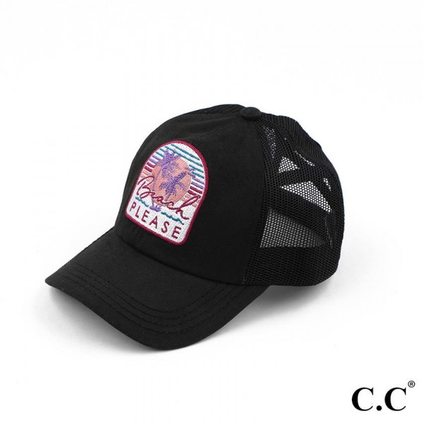 MBT-7000
Beach Please Patch Criss-Cross Pony Cap

- One Size Fits Most
- 60% Cotton / 40% Polyester