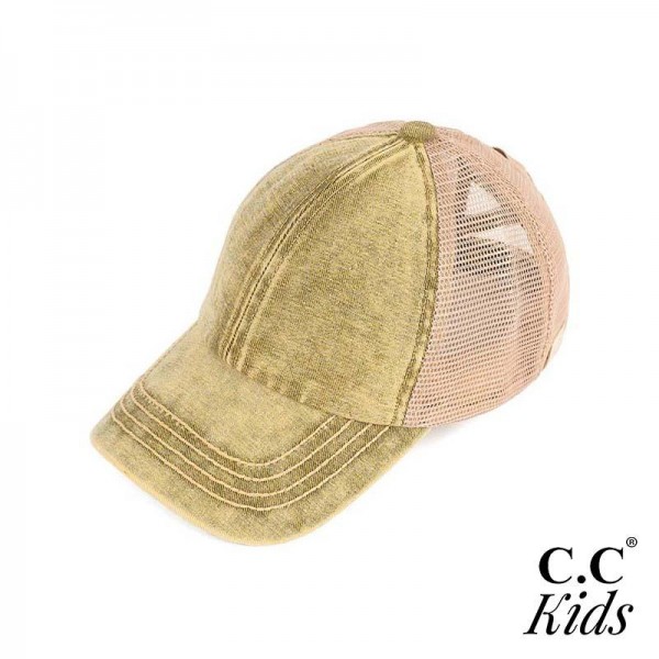 Wholesale c C KIDS BT Stone Washed Denim Criss Cross Ponytail Cap Kids One Fits