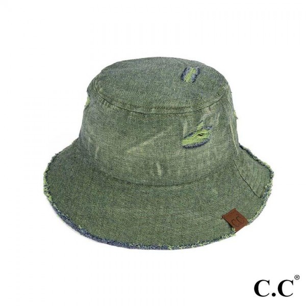 Wholesale c C BK Stone Washed Distressed Denim Bucket Hat One Fits Most Adjustab