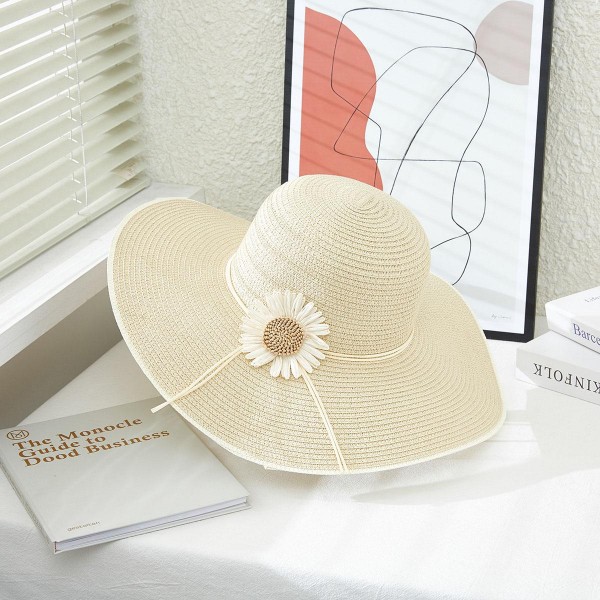 Wholesale straw Brim Hat Straw Flower One Fits Most Adjustable Drawstring Inside