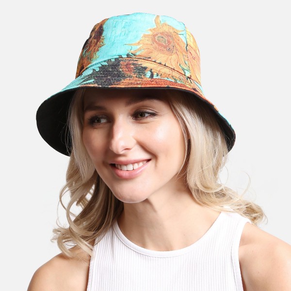 Wholesale van Gogh Paintings Reversible Bucket Hat One Fits Most Reversible Side