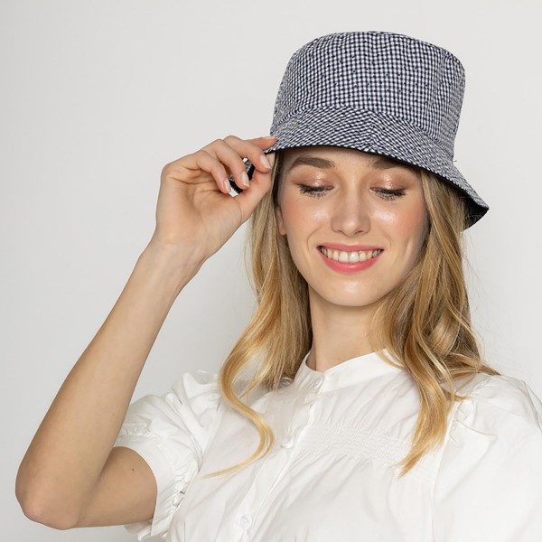 Gingham And Dot Reversible Bucket Hat - One Size Fits Most - 100 % Polyester view 5