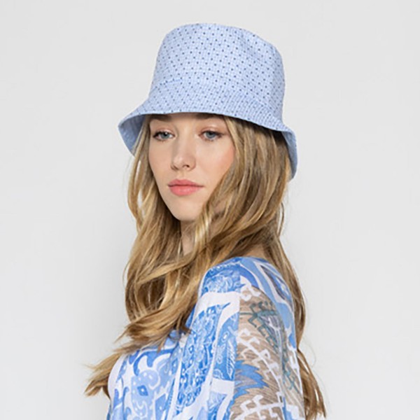 Gingham And Dot Reversible Bucket Hat - One Size Fits Most - 100 % Polyester view 5