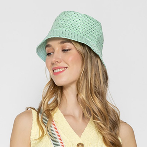 Gingham And Dot Reversible Bucket Hat - One Size Fits Most - 100 % Polyester view 5