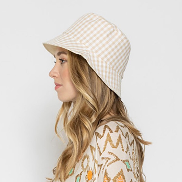 Gingham Reversible Bucket Hat - One Size Fits Most - 100 % Polyester view 5
