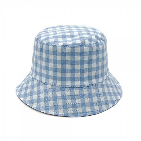 Wholesale gingham Reversible Bucket Hat One Fits Most Polyester Brim