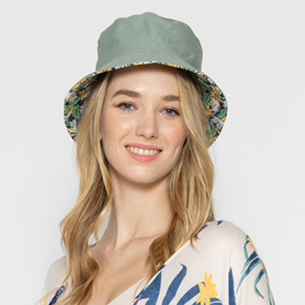 Palm Leaf Reversible Bucket Hat - One Size Fits Most - 100 % Polyester view 5