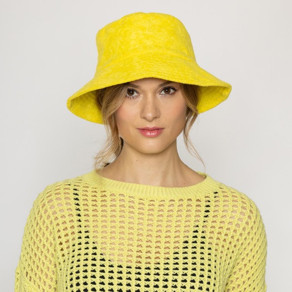 Wholesale solid Terry Cloth Bucket Hat One Fits Most Terry Cloth