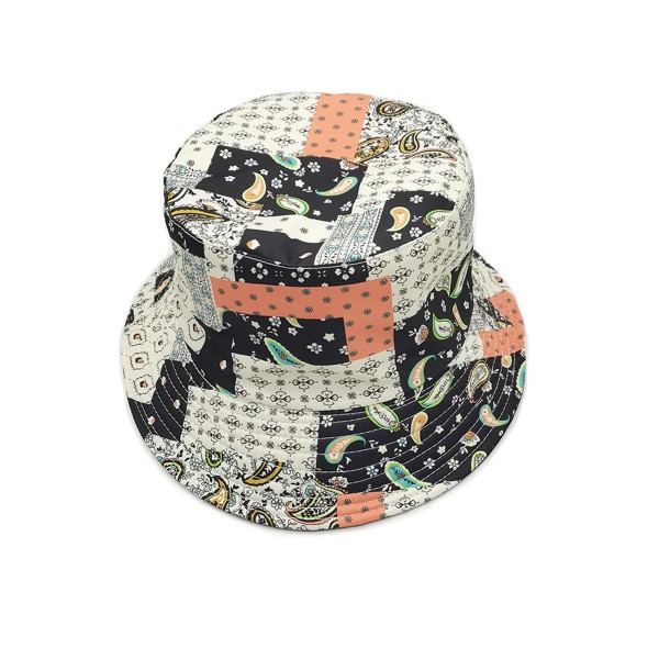 Paisley And Patchwork Reversible Bucket Hat - One Size Fits Most - 100 % Polyester - Reversible Side Is Solid Black view 5
