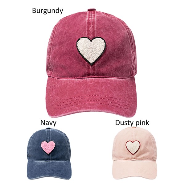 Chenille Heart Baseball Cap
- One Size Fits Most
- Adjustable (Slide Buckle)
- 100% Cotton
