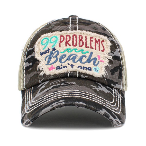 Wholesale vintage Distressed Problems But Beach Ain t One Embroidered Patch Base