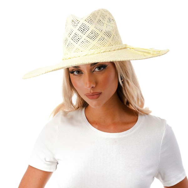 Wholesale weaved Straw Panama Hat Braided Trim One Fits Most Hat Brim W Paper St