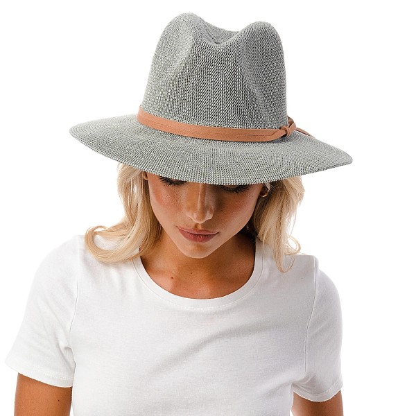 Wholesale panama Hat Faux Leather Band One Fits Most Adjustable Drawstring Hat B