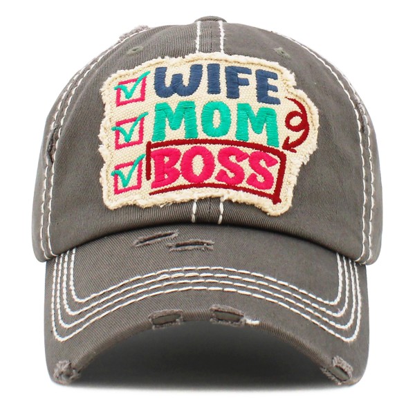 Vintage Distressed Wife Mom Boss Patch Baseball Cap.

- One size fits most
- Adjustable Velcro Closure
- 100% Cotton