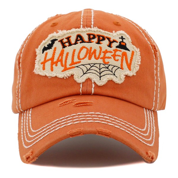 Vintage Distressed Happy Halloween Patch Baseball Cap.

- One size fits most
- Adjustable Velcro Closure
- 100% Cotton