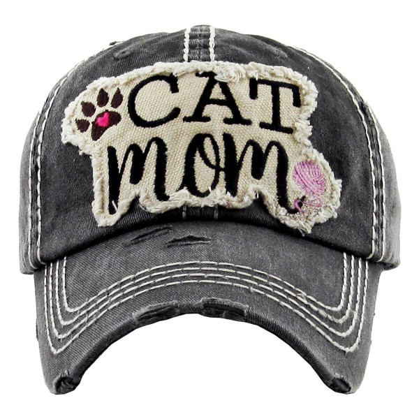 Wholesale vintage Distressed Cat Mom Embroidered Patch Baseball Cap One Fits Mos