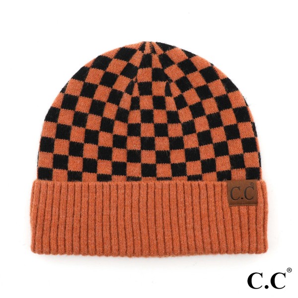 Wholesale c C Hat Checkered Pattern Beanie Hat One Fits Most Acrylic Polyester N