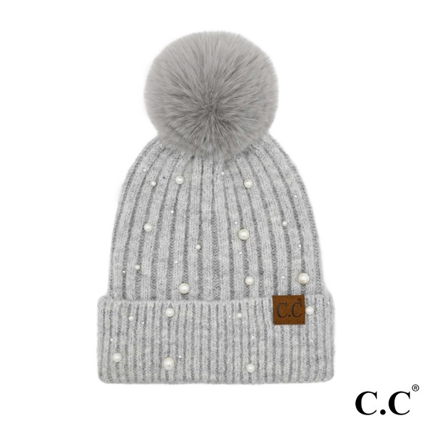 C.C HAT-4008
Pearl Embellishments Pom Beanie Hat

- One Size
- 68% Acrylic / 19% Polyester / 3% Spandex 