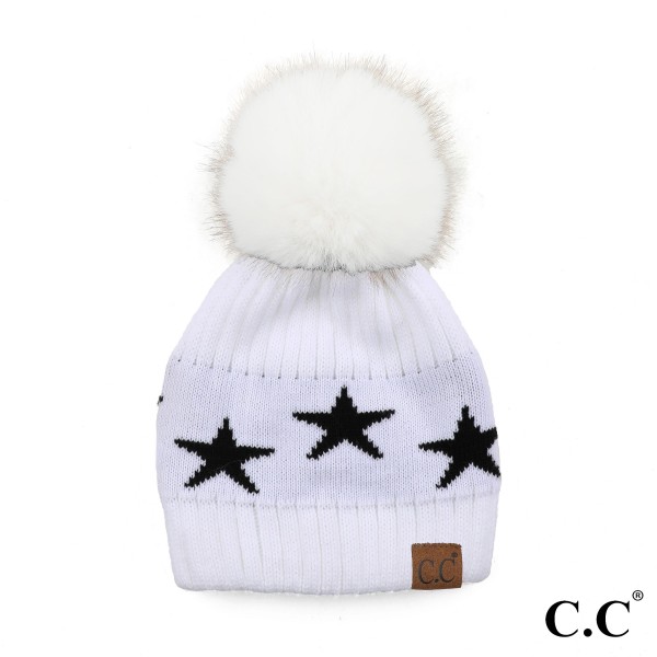 Wholesale c C HAT Star Beanie Hat Pom One Fits Most Acrylic Pom Faux Fur