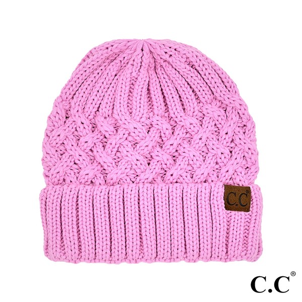 Wholesale c C YJ Lattice Pattern Beanie Hat One Fits Most Acrylic