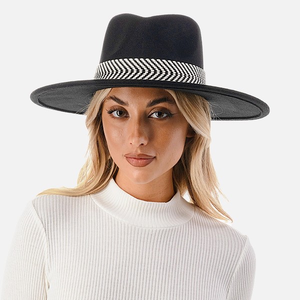 Wide Brim Felt Panama Hat Featuring Thick Woven Band. - One  display picture 2