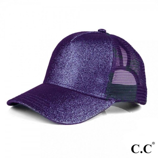 Wholesale cC Pony Cap BT C C glitter ponytail baseball cap mesh back Adjustable