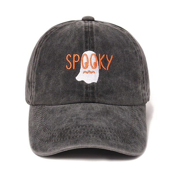 Spooky Ghost Embroidered Baseball Cap

- One Size Fits Most
- Buckle Adjustable
- 100% Cotton
