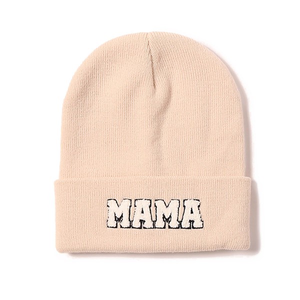 Wholesale mama Chenille Patch Knit Beanie One Fits Most Acrylic