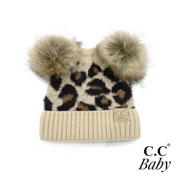 C.C BABY-2061-POM
Baby Leopard Print Faux Fur Double Pom Beanie.

- One size fits most
- 47% Rayon / 31% PBT / 22% Nylon