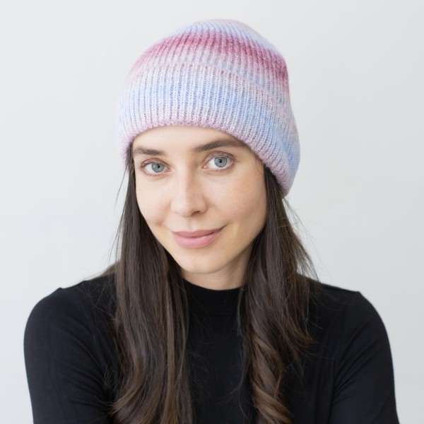 Wholesale ombre Fitted Knit Beanie One Acrylic