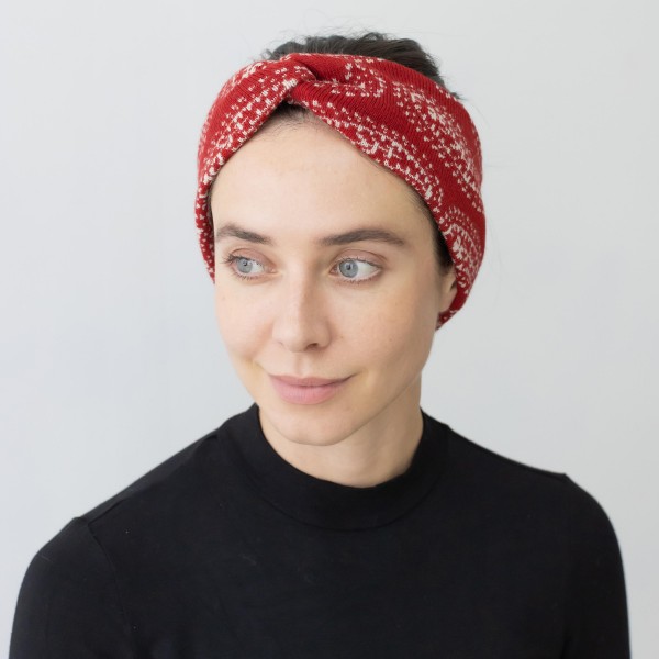 Knit Pasiley Criss-Cross Headwrap.

- One Size Fits Most
- 100% Polyester