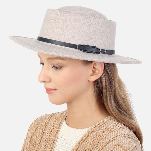 Heathered Felt Wide Brim Hat Featuring Leather Buckled Band

- One Size Fits Most
- Adjustable Drawstring Inside Hat
- 100% Polyester
- Brim Approximately 3" W