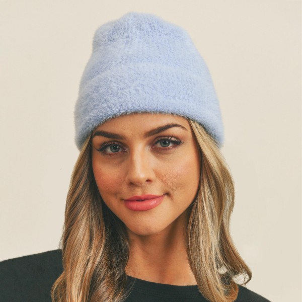 Wholesale fuzzy Solid Color Beanie One Fits Most Acrylic