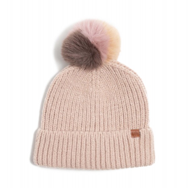 Knit Beanie with Multi Faux Fur Pom.

- One Size Fits Most
- 50% Acrylic / 50% Polyester