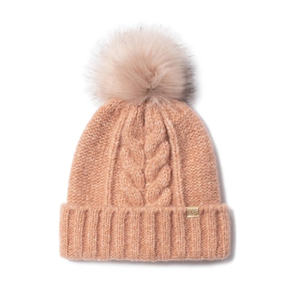 Knit Beanie With Matching Faux Fur Pom.

- One Size Fits Most
- 54% Polyester / 41% Acrylic / 5% Wool