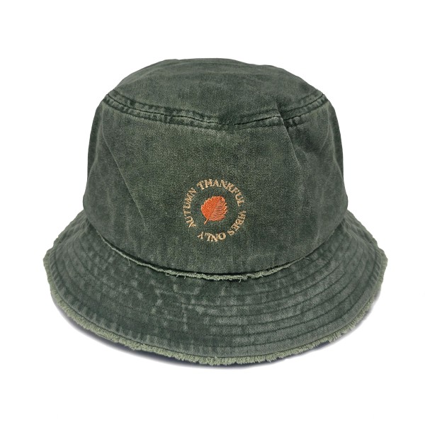 Pumpkin Spice Latte Embroidered Bucket Hat With Frayed Edges

- One Size
- 100% Cotton