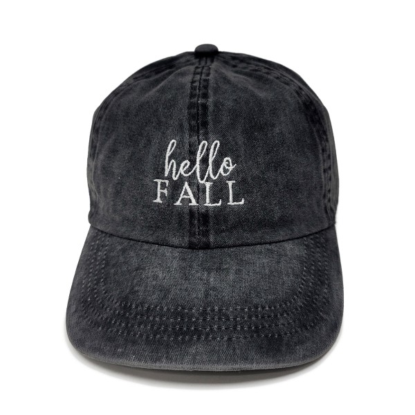 Hello Fall Embroidered Baseball Cap

- One Size Fits Most
- Buckle Adjustable
- 100% Cotton