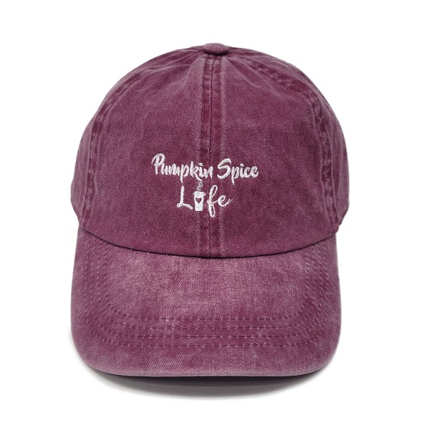 Wholesale pumpkin Spice Life Embroidered Baseball Cap One Fits Most Buckle Adjus