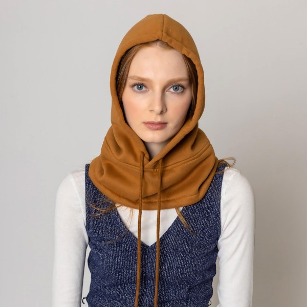 Wholesale fleece Scarf Hood Drawstring One Polyester