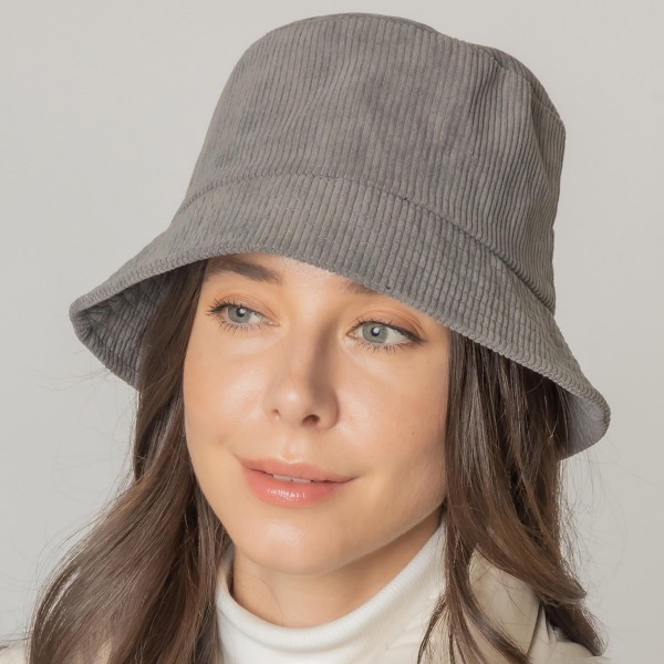 Do Everything In Love Corduroy Bucket Hat 

- One Size Fits Most 
- Adjustable Drawstring / Lined Bucket Hat 
- 100% Polyester 