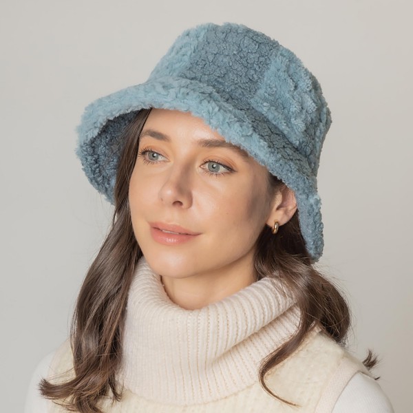 Wholesale two Lined Fuzzy Bucket Hat One Fits Most Internal Adjustable Drawstrin