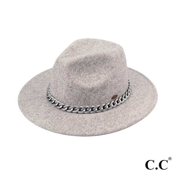 C.C WF-1
Vegan Felt Panama Brim Hat With Lightweight Chain 

- One Size Fits Most (With Adjustable Drawstring Band) 
- Brim Approximately 2.8" 
- 100% Polyester 