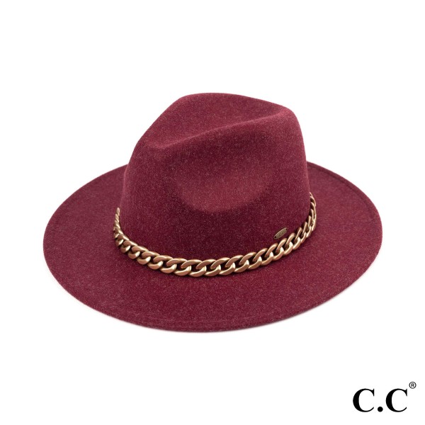 C.C WF-1
Vegan Felt Panama Brim Hat With Lightweight Chain 

- One Size Fits Most (With Adjustable Drawstring Band) 
- Brim Approximately 2.8" 
- 100% Polyester 