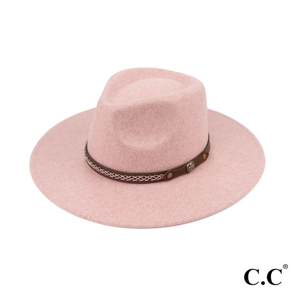 Wholesale c C WF Panama Vegan Felt Hat Leather Trim C C Metal Logo One Fits Most